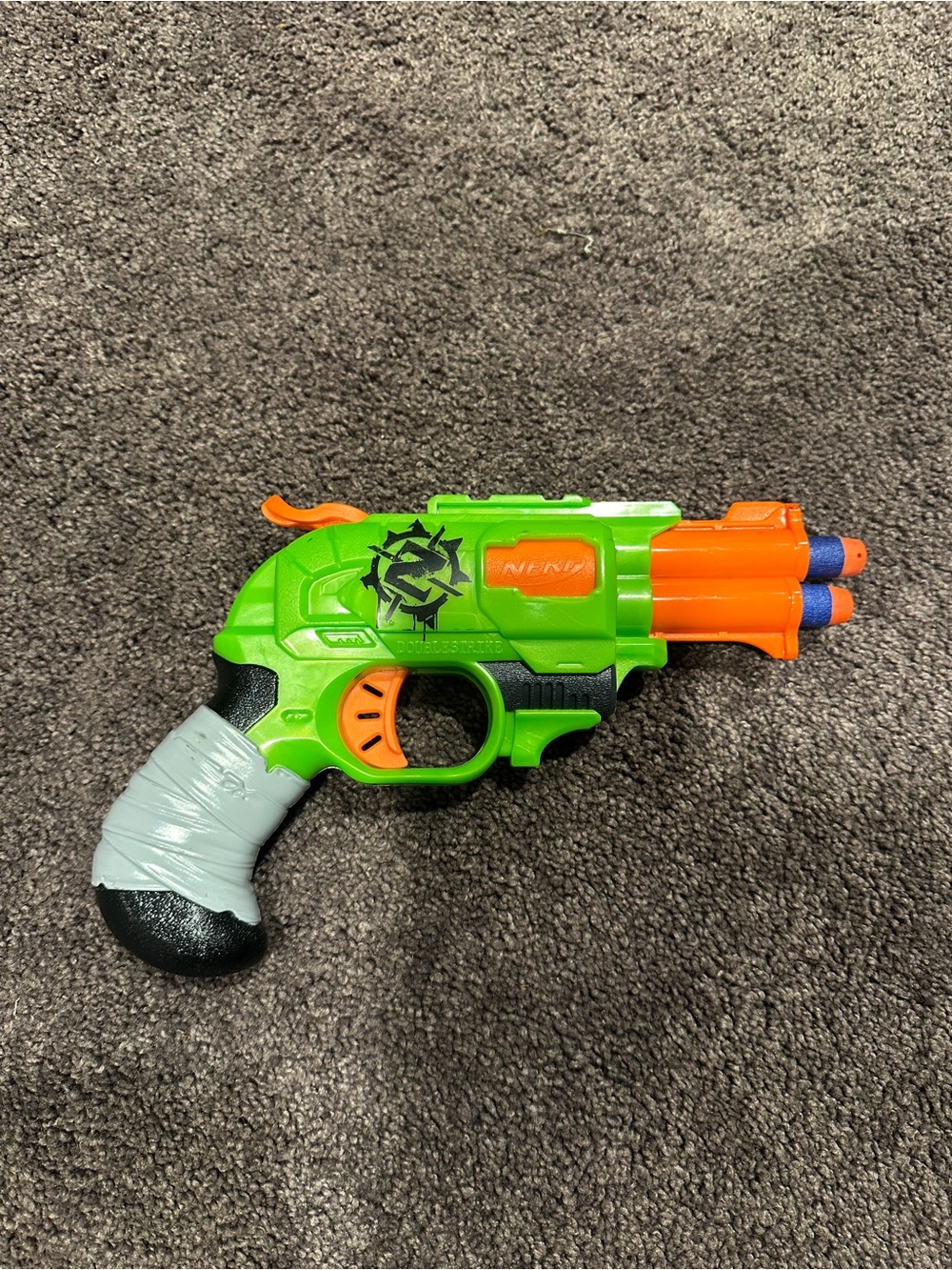Nerf Zombie Strike Double Strike Blaster Green Soft Dart Pistol Gun